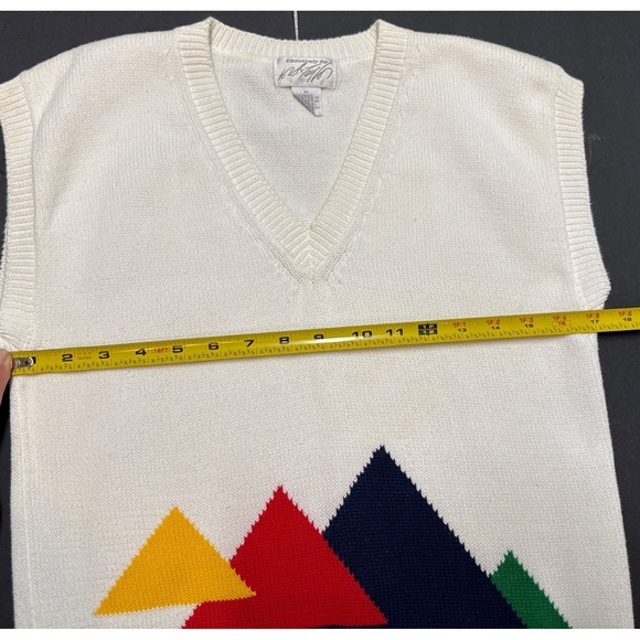 Vtg 90s Lord & Taylor Sweater Vest Women's Medium Geometric Color Block Preppy - Picture 8 of 11